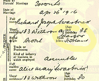 Detail from Robert Swarbrick's Birth Certificate