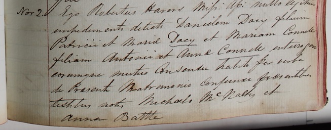 Daniel 
      Dacey's second marriage