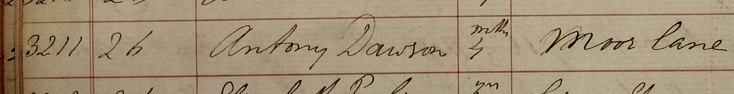 Burial 
      of Anthony Dawson
