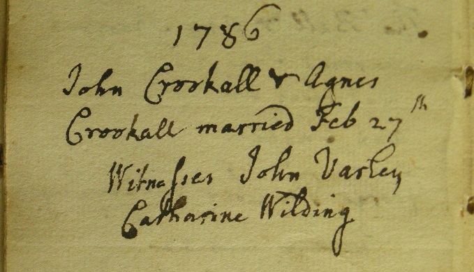 John and Agnes Crookall's Catholic marriage