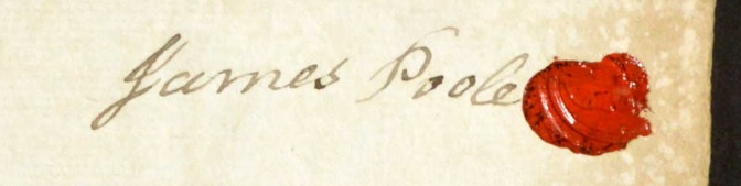 James Poole's signature on the Marriage 
      Bond