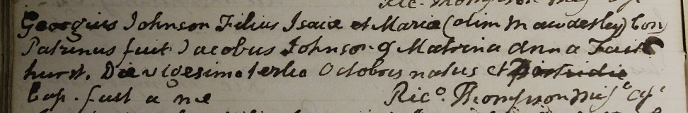 George Johnson's baptism