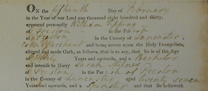 William Tipping's Marriage Bond