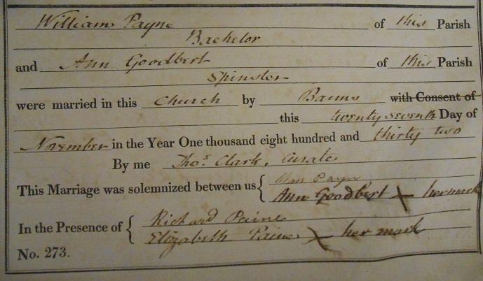 William and Ann's Marriage