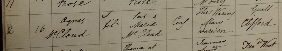 Agnes McLoud's baptism