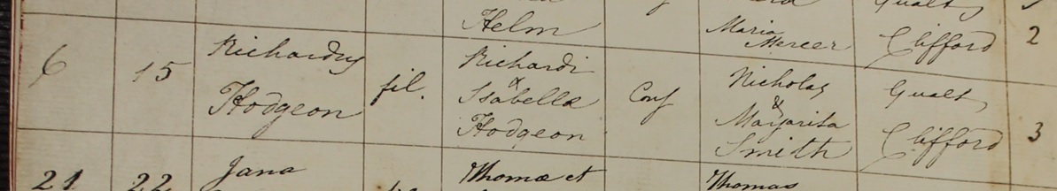 Richard Hodgson's baptism