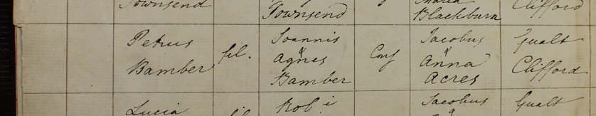 Baptism of Peter Bamber