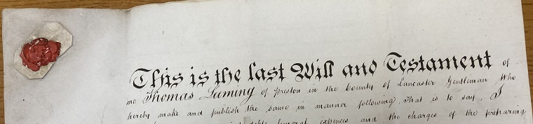 Thomas Leeming's Will