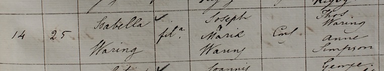 Baptism of Isabella Wareing