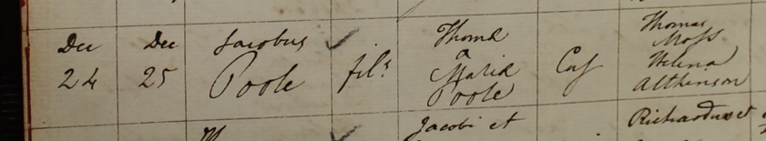 James 
      Poole's baptism