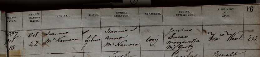 John McNamara's baptism