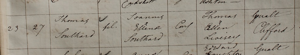 Thomas Southworth's 
      baptism