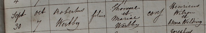 Baptism of Robert Westby