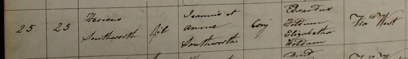 Henry Southworth's baptism
