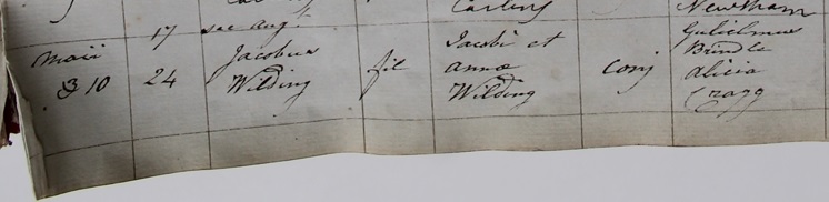 Baptism of 
      James Wilding