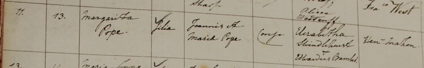 Margaret Pope's baptism