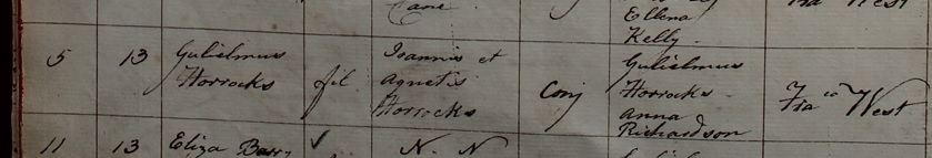 William Horrocks' baptism