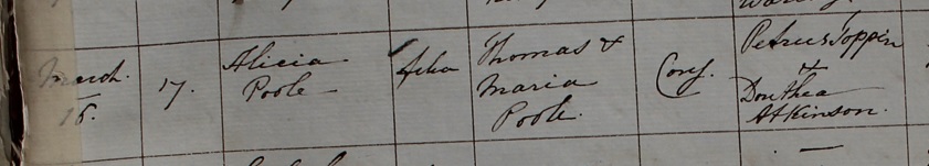 Alice Poole's baptism