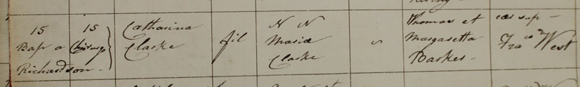 Catherine Clarke's baptism