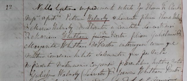 Marriage of Mary Whittam
