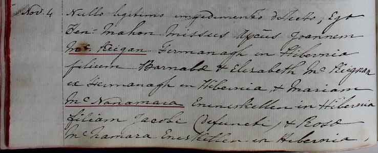 Marriage of John McKeegan and Mary McNamara