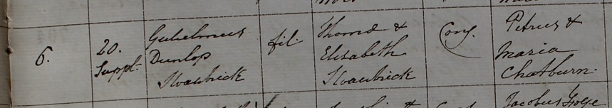 William Dunlop Swarbrick's baptism