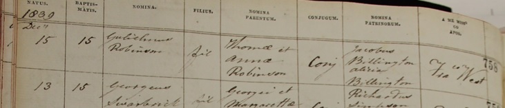 William Robinson's 
      baptism
