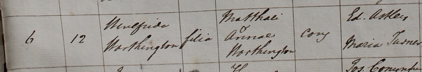 Baptism of Winifred Worthington