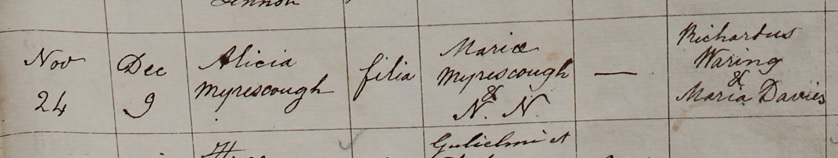 Alice Myerscough's baptism