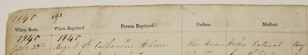 Catherine Helme's baptism