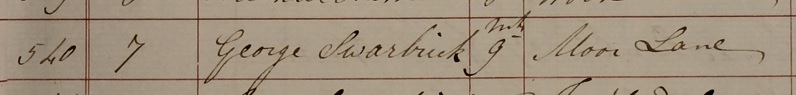 George 
      Swarbrick's burial