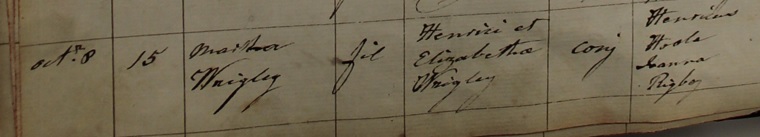 Baptism of Martha Wrigley