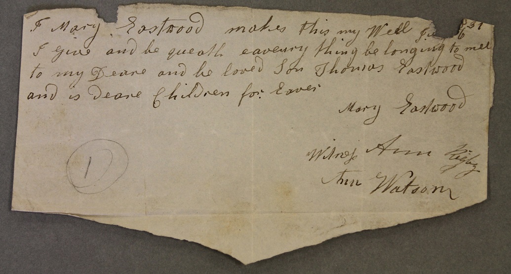 Mary Eastwood's Will