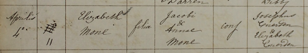 Elizabeth Mone's baptism