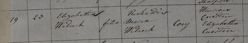 Elizabeth Wilcock's baptism