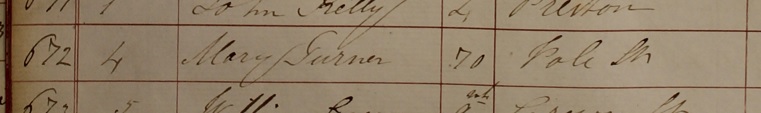 Burial of Mary Turner
