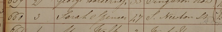 Burial of Sarah Spencer