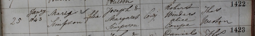 Mary Simpson's baptism