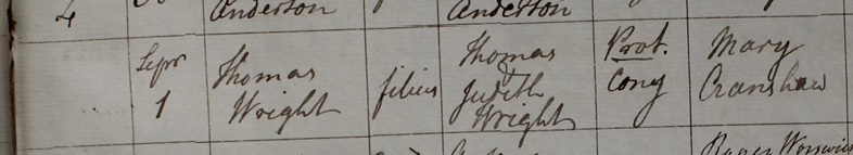 Baptism of Thomas Wright