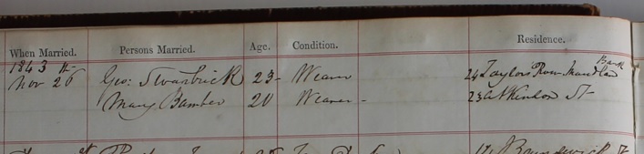 The Marriage of Mary Bamber and George Swarbrick