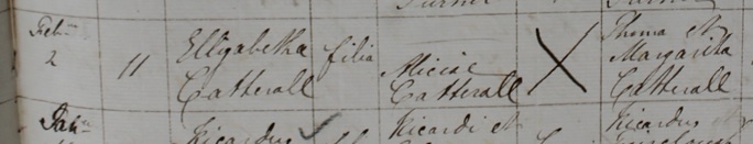 Baptism of 
      Elizabeth Catterall
