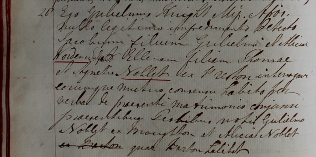 The Marriage of James Worden and Ellen Noblet