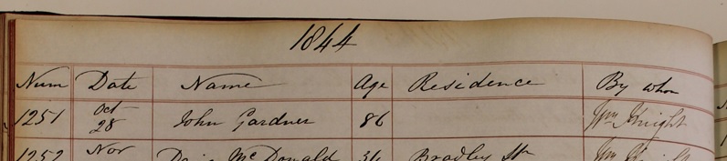 Burial of John Gardner Sr