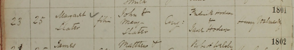 Margaret Slater's baptism