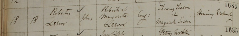 Robert Lever's baptism