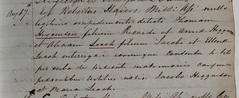 The Marriage of Thomas and Alice Higginson