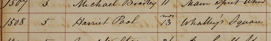 Harriet Poole's burial