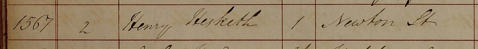 Thomas 
      Henry Hesketh's burial