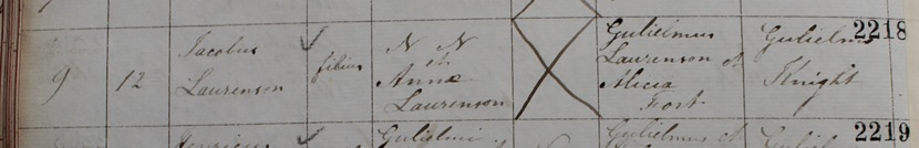 James (Lawrenson) Smith's baptism