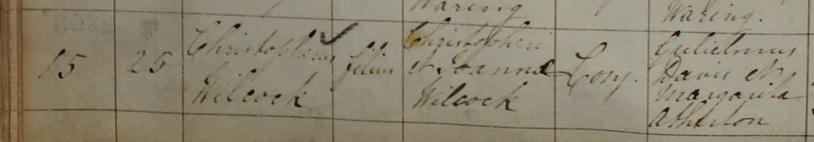 Christopher Wilcock's baptism